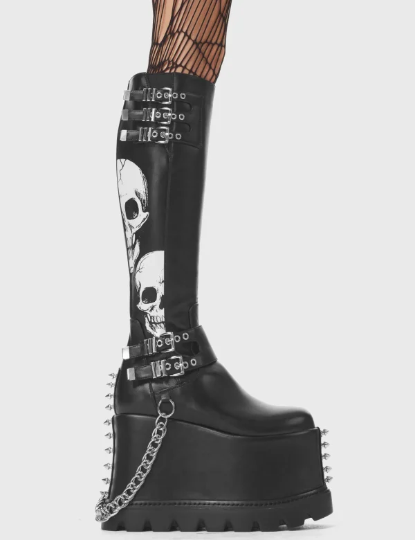 Lamoda Spikes | Skulls^A Cut Above Chunky Platform Knee High Boots
