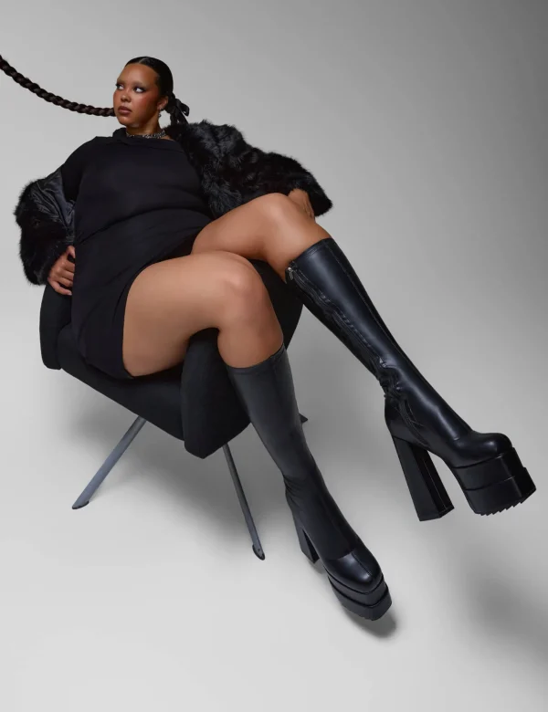 Lamoda Wide Calf | Super Stretch^Bad Gurl Super Stretch Platform Knee High Boots