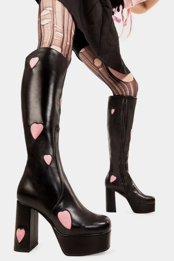 Lamoda Colourful | Pink^Candyfloss Love Platform Knee High Boots