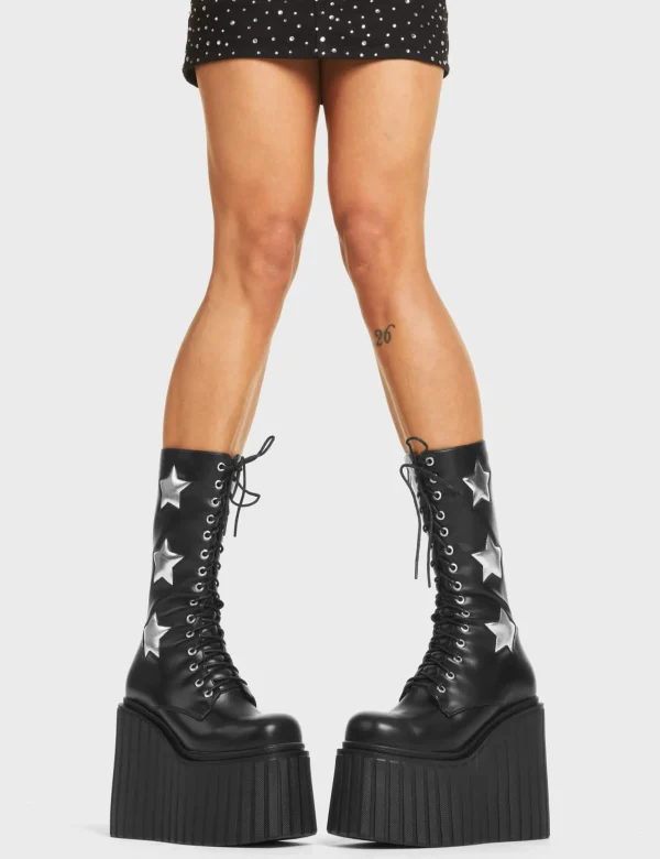 Lamoda Metallic | Creepers^Can't Cope Chunky Creeper Calf Boots