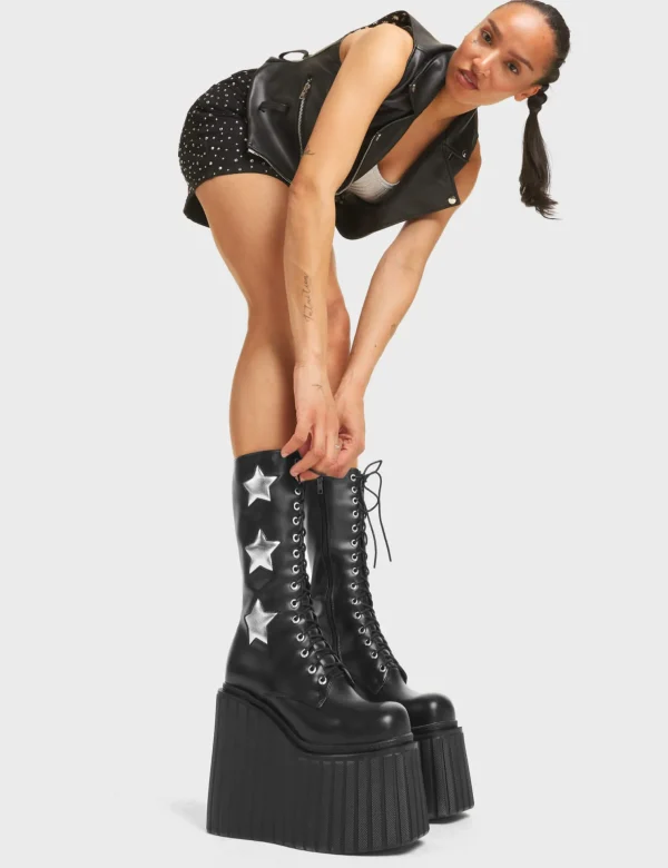 Lamoda Metallic | Creepers^Can't Cope Chunky Creeper Calf Boots