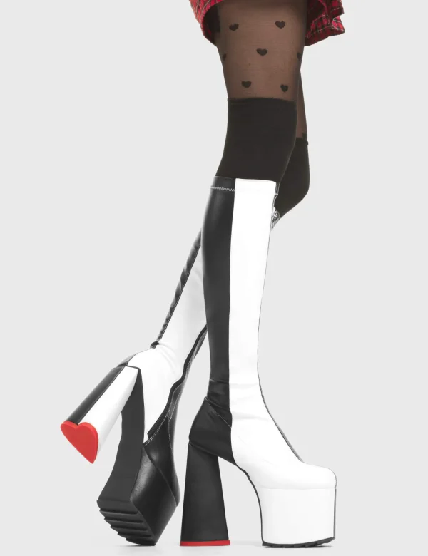 Lamoda Colourful | Hearts^Cruella Stretchy Platform Knee High Boots