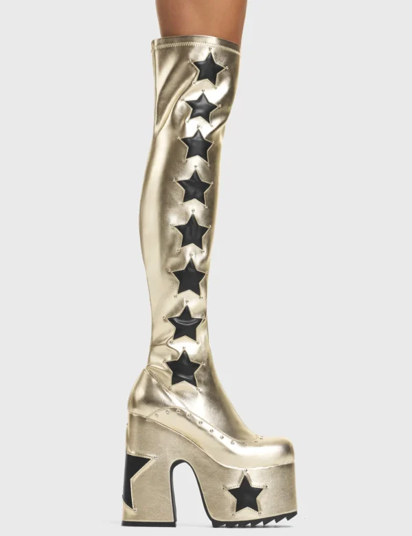 Lamoda Metallic | Platform Boots^Electricity Chunky Platform Thigh High Boots