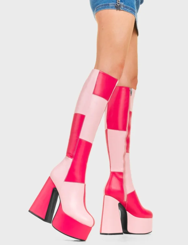 Lamoda Colourful | Pink^Gemini Platform Knee High Boots