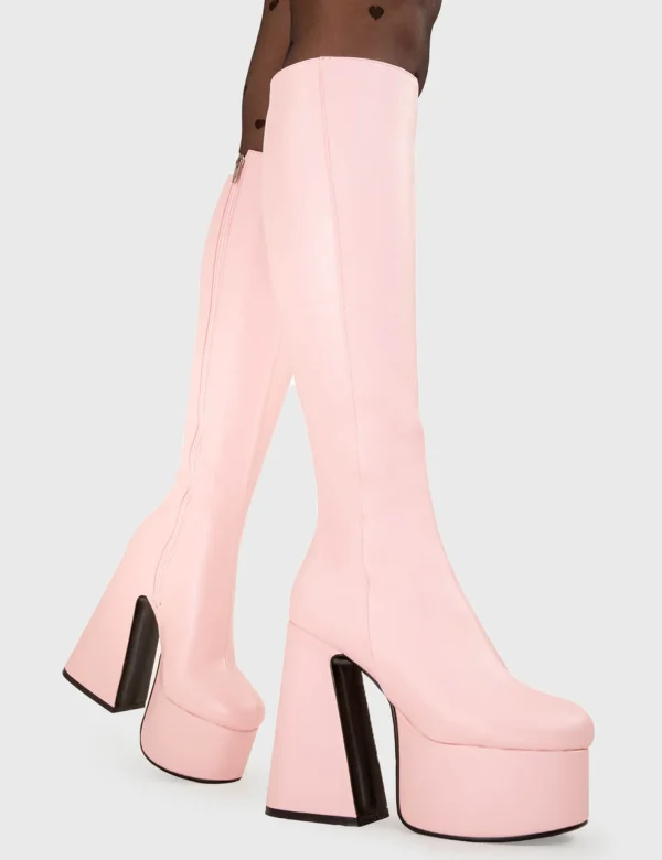 Lamoda Colourful | Pink^Hate You Platform Knee High Boots