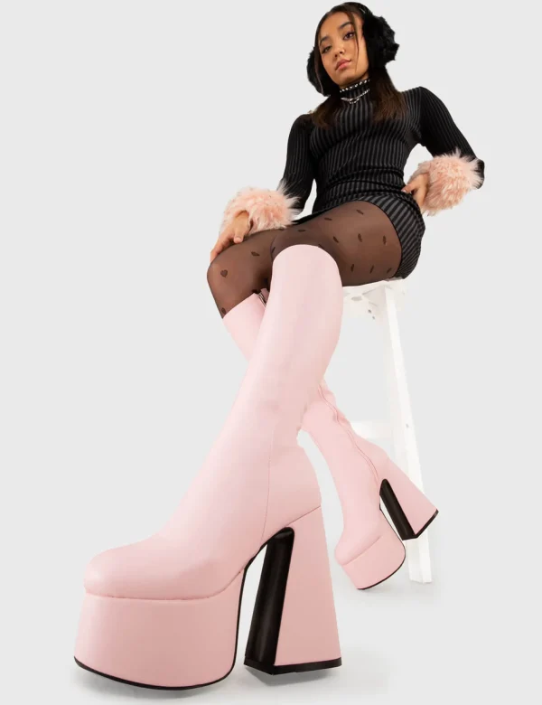 Lamoda Colourful | Pink^Hate You Platform Knee High Boots