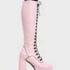 Lamoda Colourful | Pink^Hidden Agenda Creeper Platform Knee High Boots
