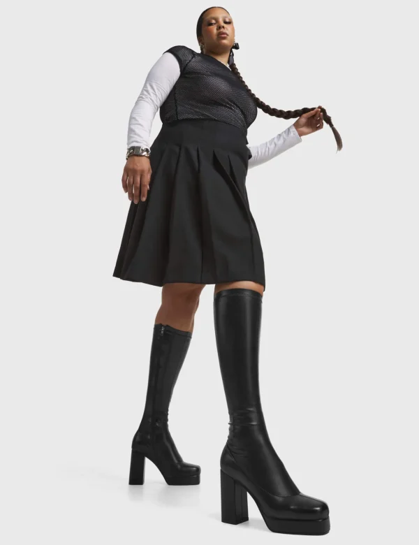 Lamoda Wide Calf | Super Stretch^Humble Super Stretchy Chunky Platform Knee High Boots