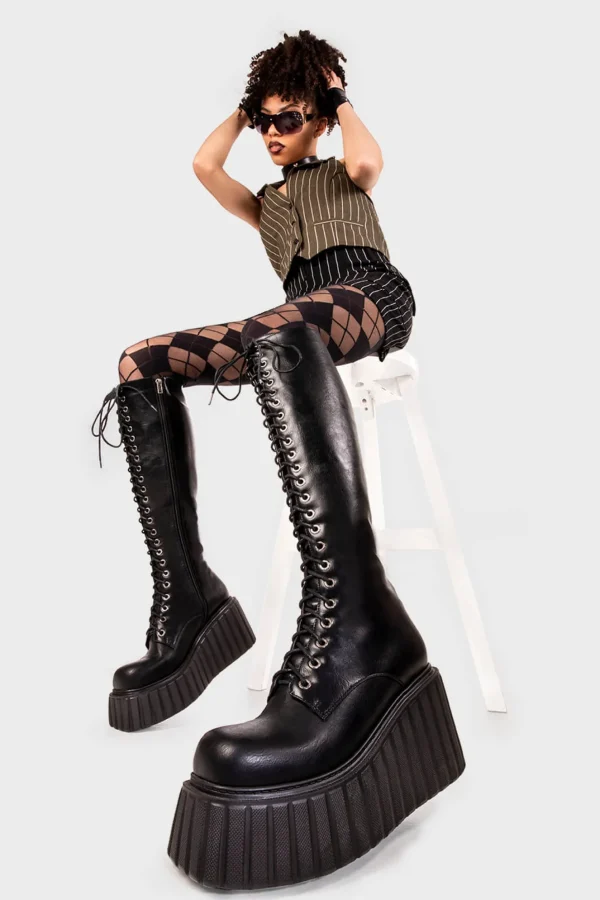 Lamoda Creepers | Creepers Boots^Important Chunky Creeper Platform Knee High Boots