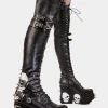 Lamoda Spikes | Skulls^Irrational Thoughts Chunky Platform Thigh High Boots