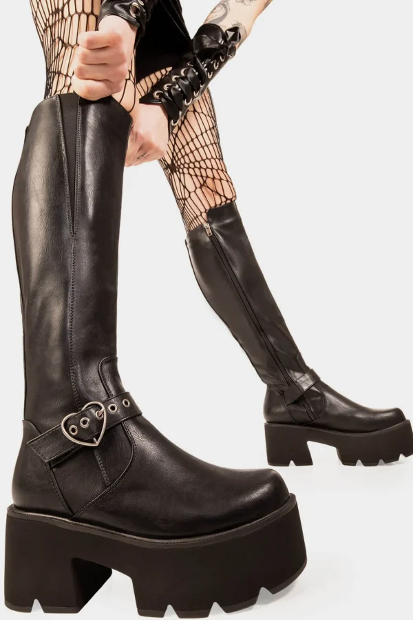 Lamoda Knee High Boots^Letter To My Lover Chunky Platform Knee High Boots