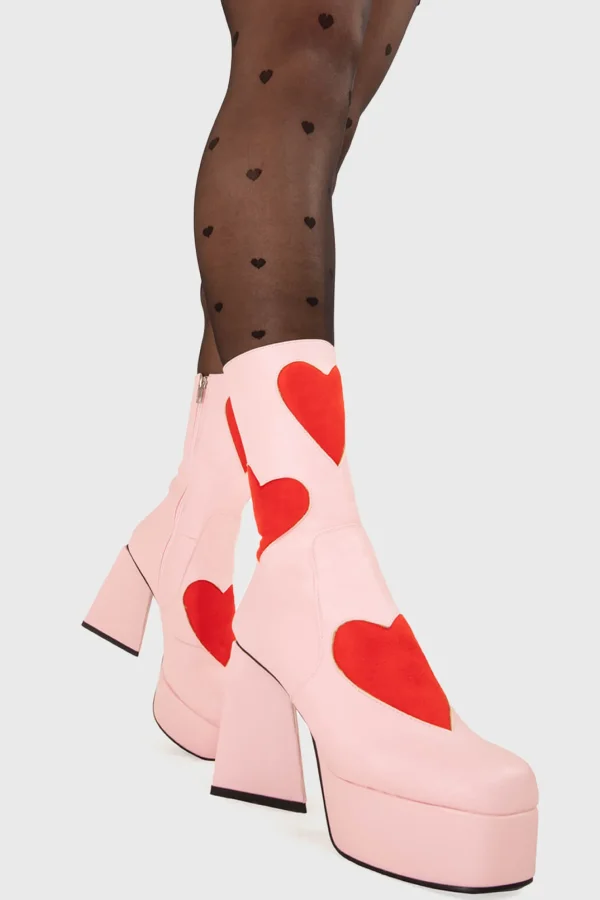 Lamoda Colourful | Pink^Letter To My Lover Platform Ankle Boots