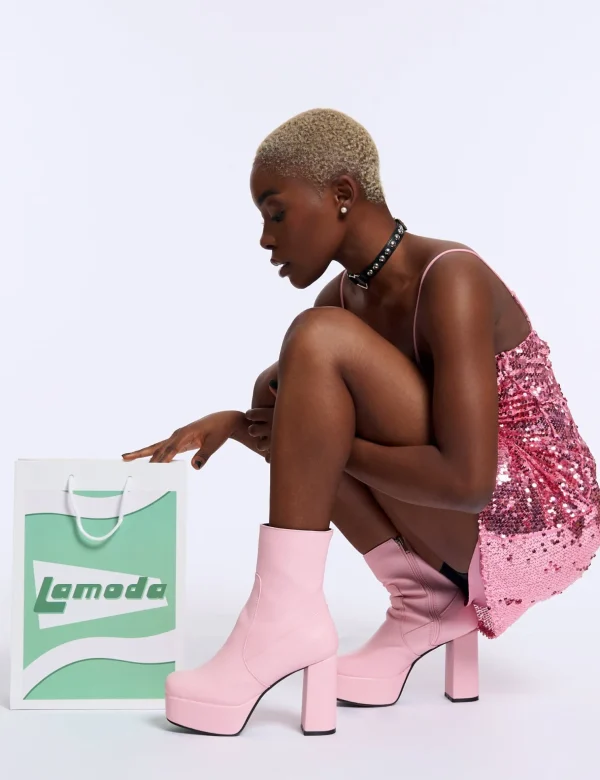 Lamoda Colourful | Pink^Making Moves Platform Ankle Boots