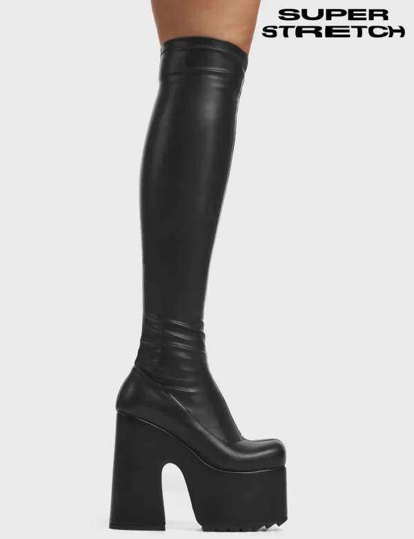 Lamoda Wide Calf | Super Stretch^Not Ready Super Stretchy Chunky Platform Thigh High Boots
