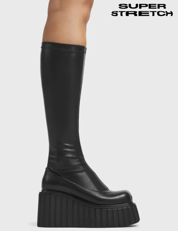 Lamoda Wide Calf | Super Stretch^Pillow Talk Super Stretch Chunky Creeper Platform Knee High Boots