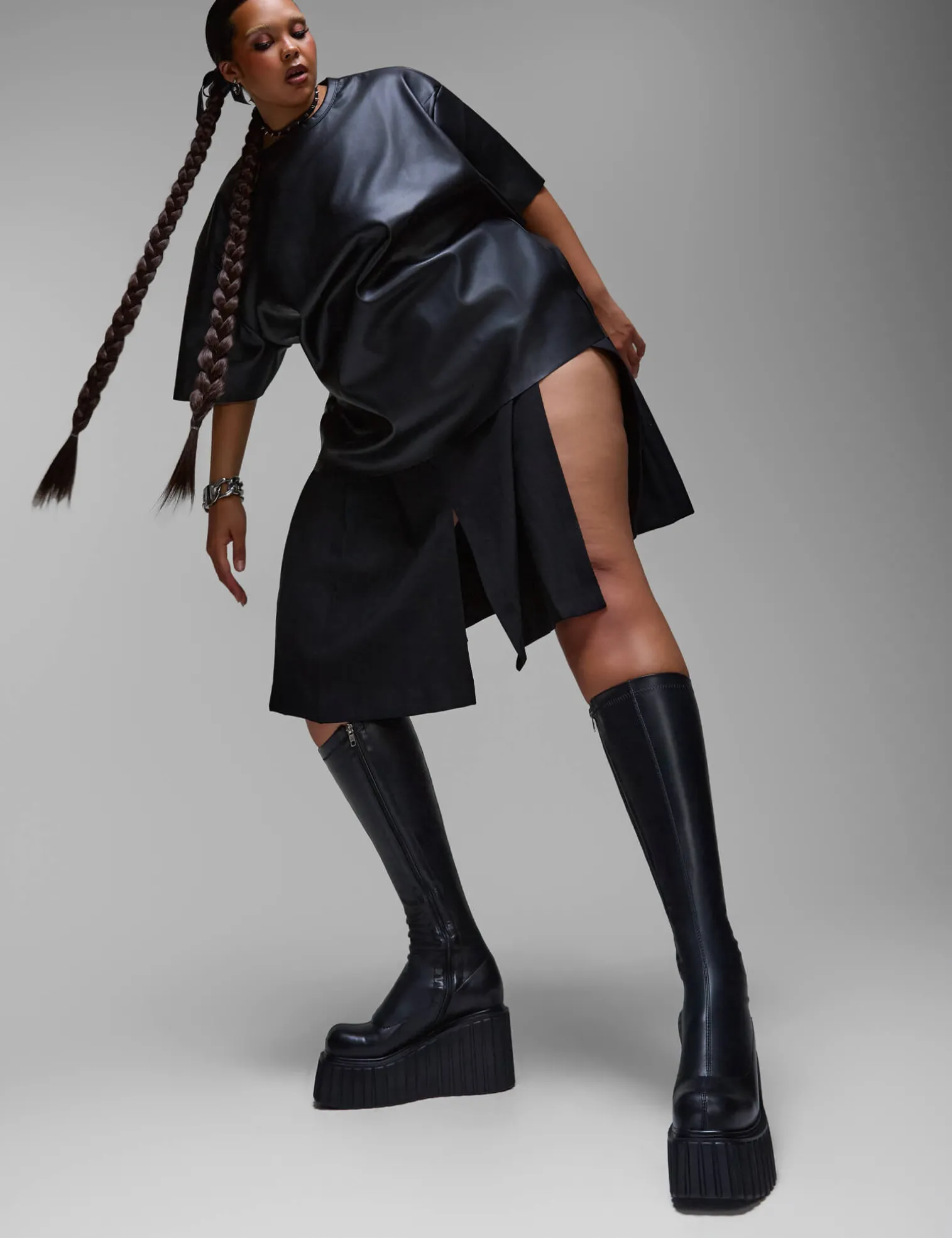 pillow_talk_super_stretch_2.webp Lamoda Wide Calf | Super Stretch^Pillow Talk Super Stretch Chunky Creeper Platform Knee High Boots