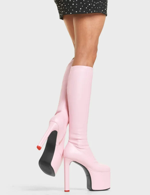 Lamoda Colourful | Pink^Rockstar Girlfriend Platform Knee High Boots