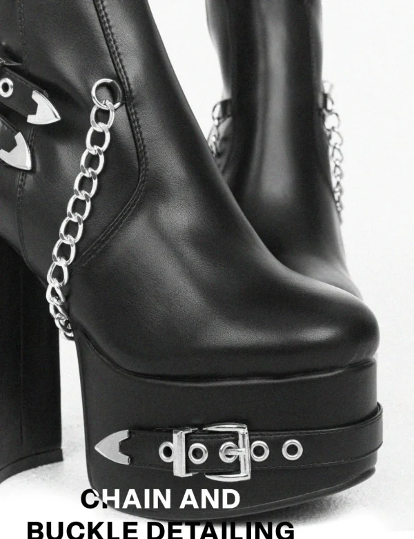 Lamoda Spikes | Skulls^Scream Wide Calf Platform Thigh High Boots