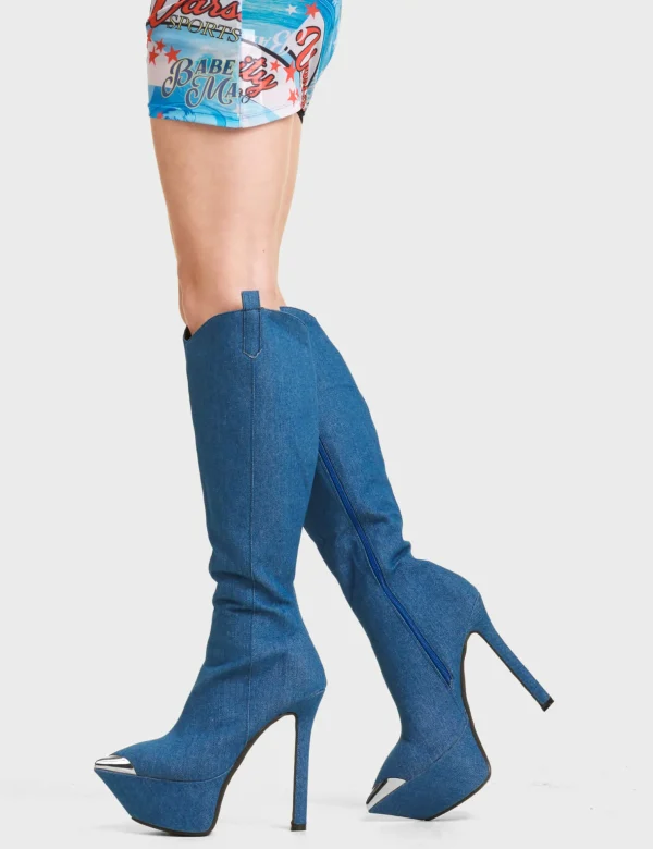 Lamoda Denim | Colourful^Seal My Fate Platform Knee High Boots