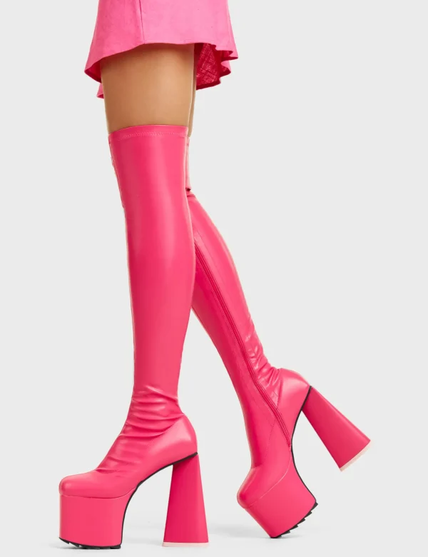 Lamoda Colourful | Pink^Separate Platform Thigh High Boots