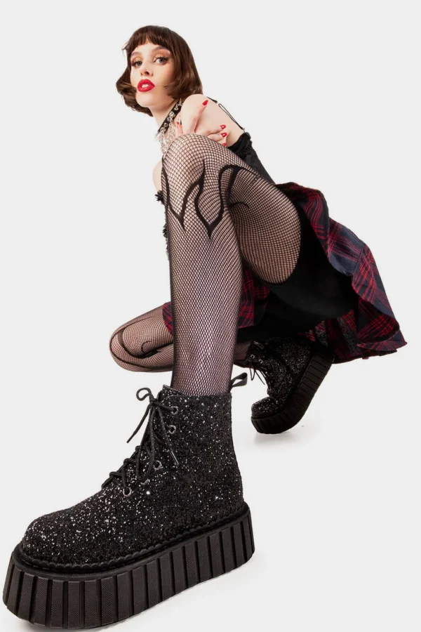 Lamoda Metallic^Shooting Star Chunky Ankle Creeper Boots