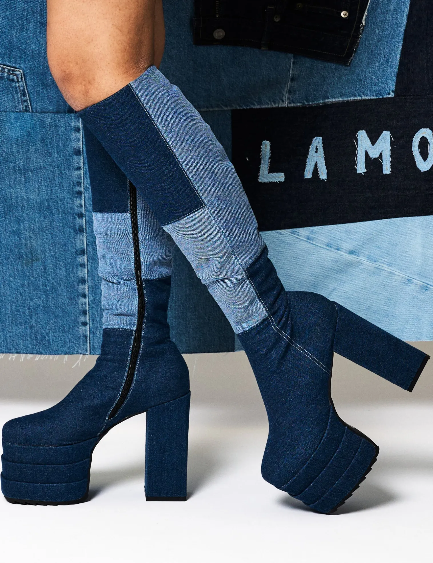 talk_of_the_town_platform_1.webp Lamoda Denim | Platform Boots^Talk Of The Town Platform Knee High Boots