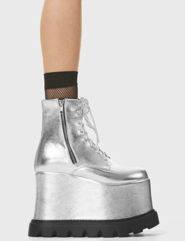 Lamoda Metallic | Platform Boots^Up In Arms Chunky Platform Ankle Boots