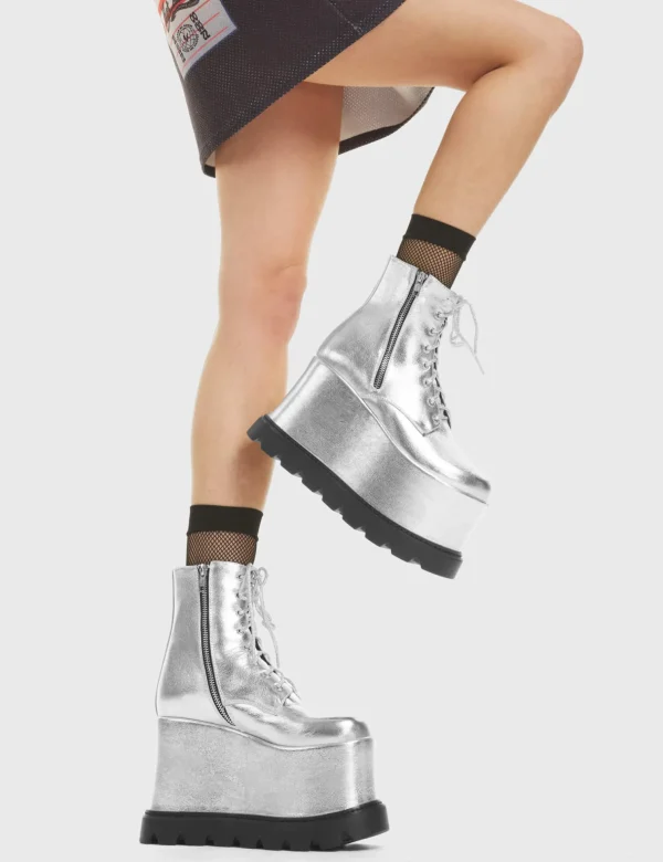 Lamoda Metallic | Platform Boots^Up In Arms Chunky Platform Ankle Boots